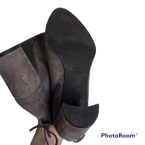 STUART WEITZMAN Lofty Suede Ankle Boots/Heels Gray Size 6M - Picture 13 of 14